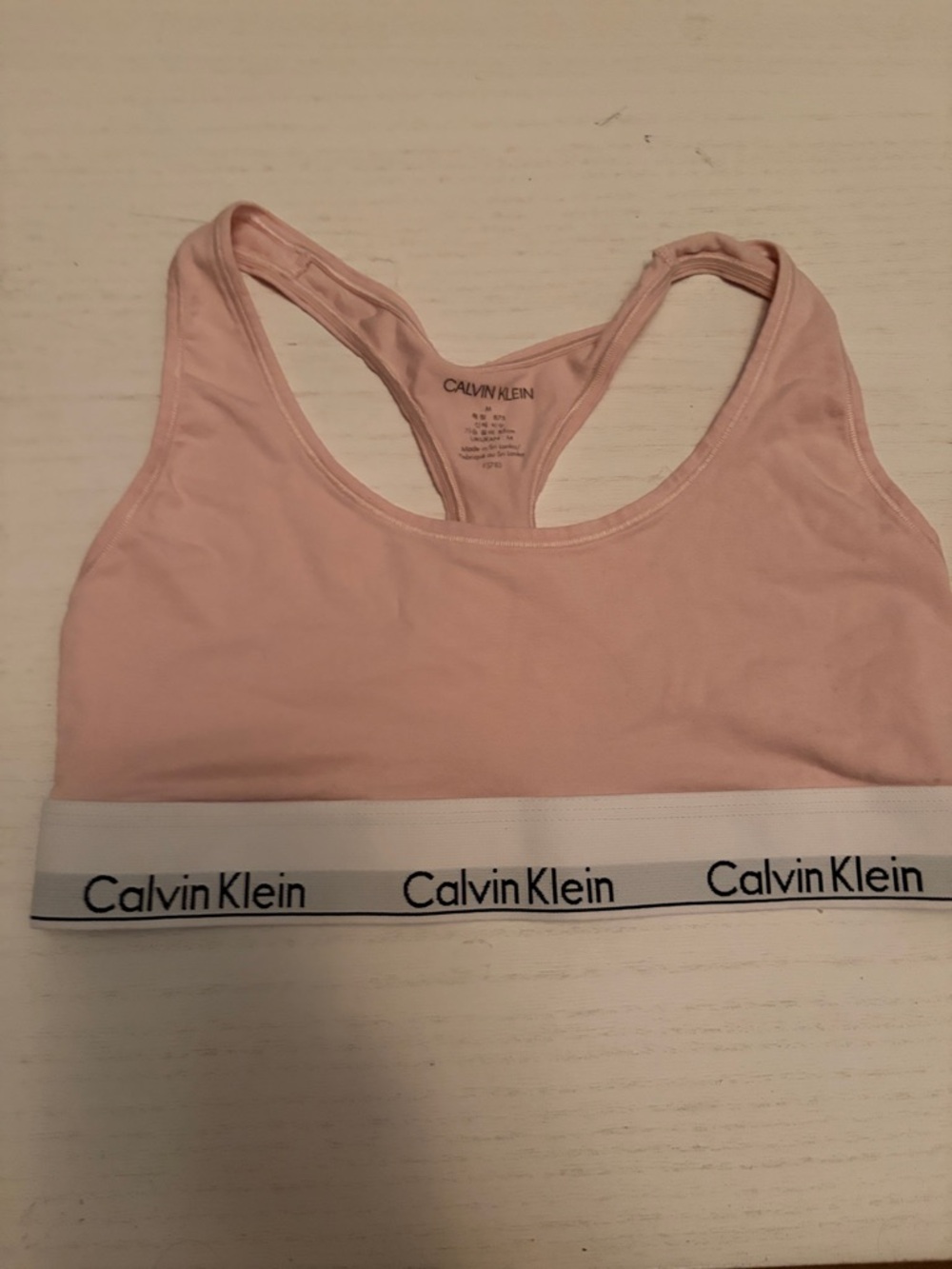 Calvin Klein Light Pink Logo Band Racerback Bralette